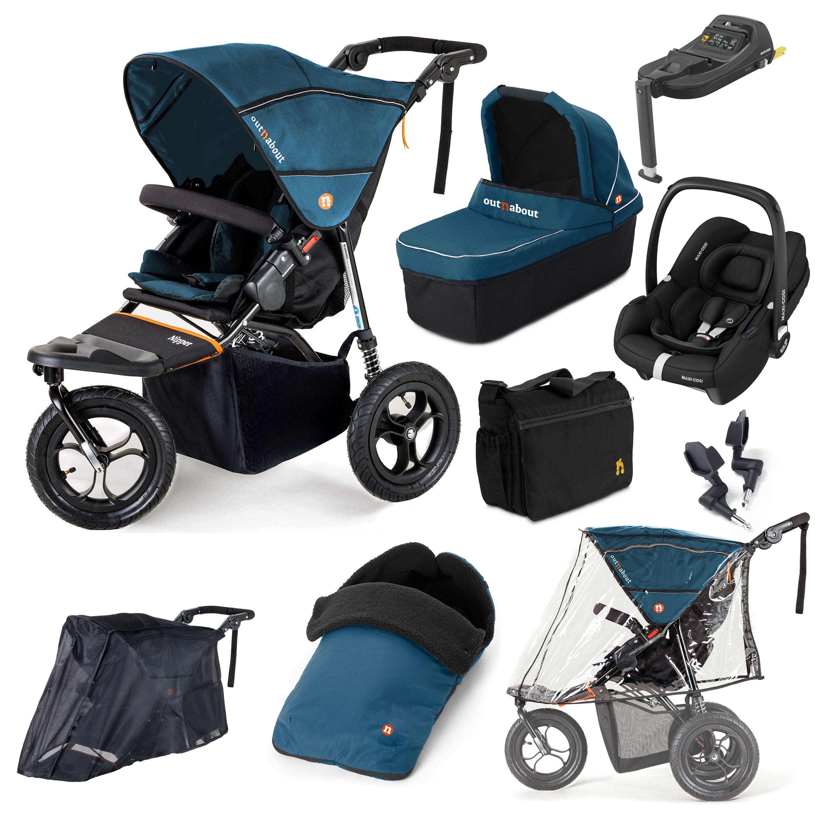 Out n About Nipper Single Maxi-Cosi Ultimate Bundle in Highland Blue Travel Systems 15844-MC-CAB-BLU 5060167546136