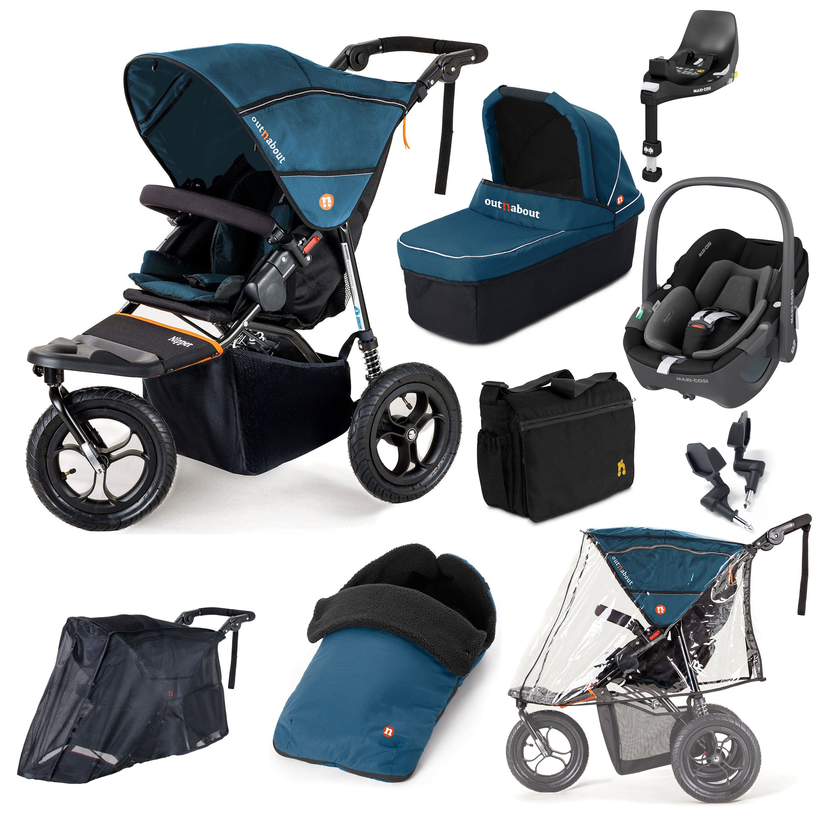 Out n About Nipper Single Maxi-Cosi Ultimate Bundle in Highland Blue Travel Systems 15845-MC-P360-BLU 5060167546136