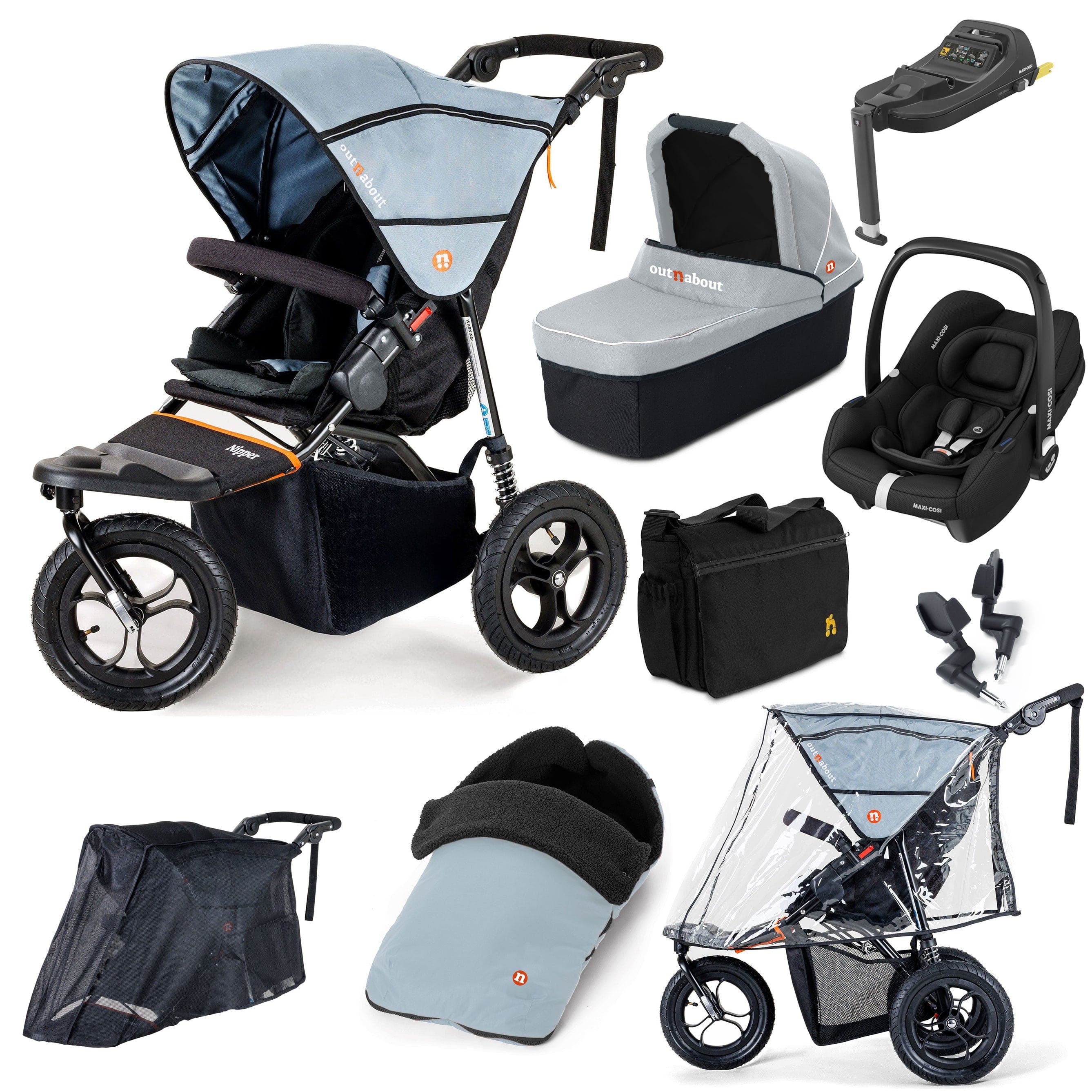 Out n About Nipper Single Maxi-Cosi Ultimate Bundle in Rock Salt Grey Travel Systems 15846-MC-CAB-RSG 5060167546112