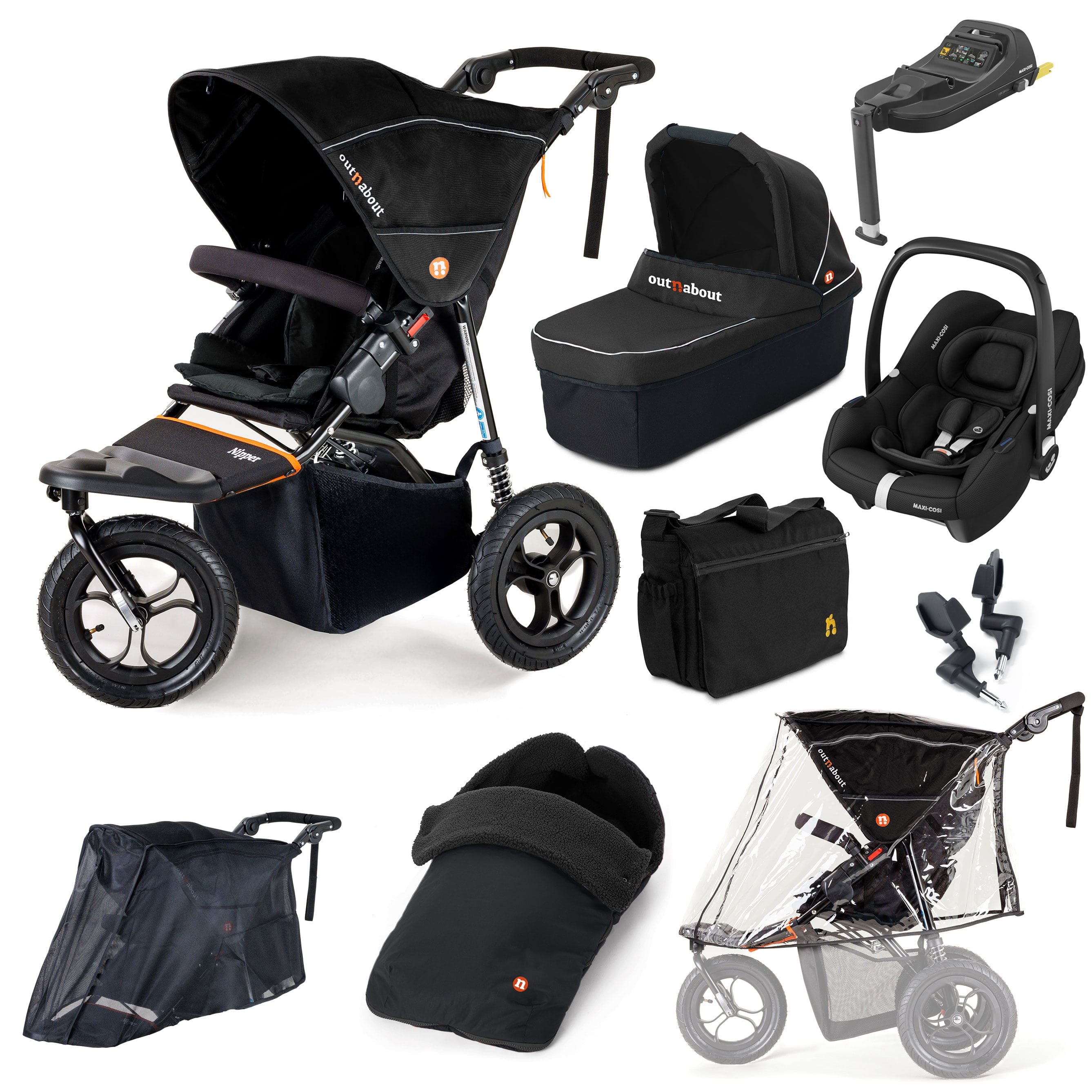 Out n About Nipper Single Maxi-Cosi Ultimate Bundle in Summit Black Travel Systems 15848-MC-CAB-SB 5060167546778