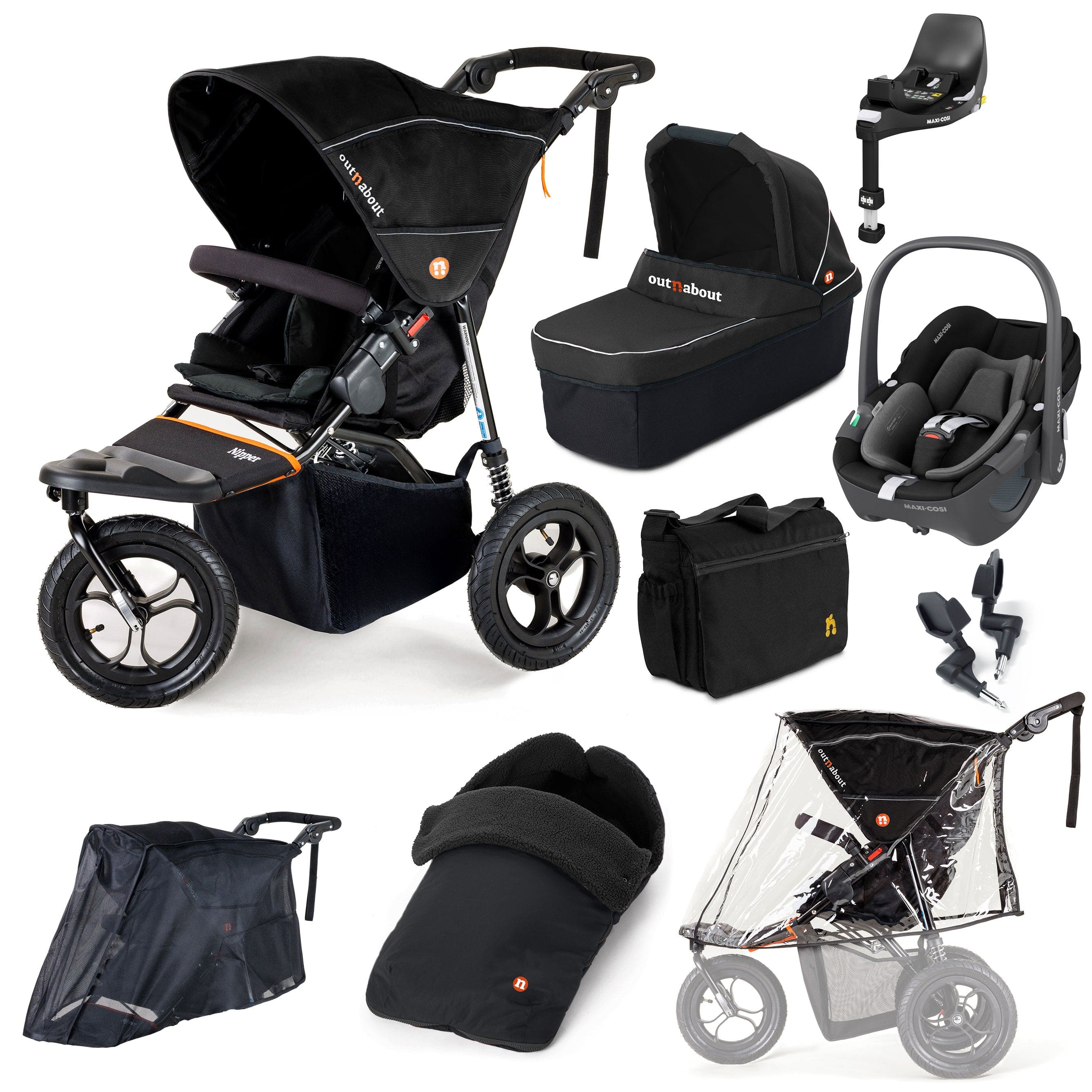 Out n About Nipper Single Maxi-Cosi Ultimate Bundle in Summit Black Travel Systems 15849-MC-P360-SB 5060167546778