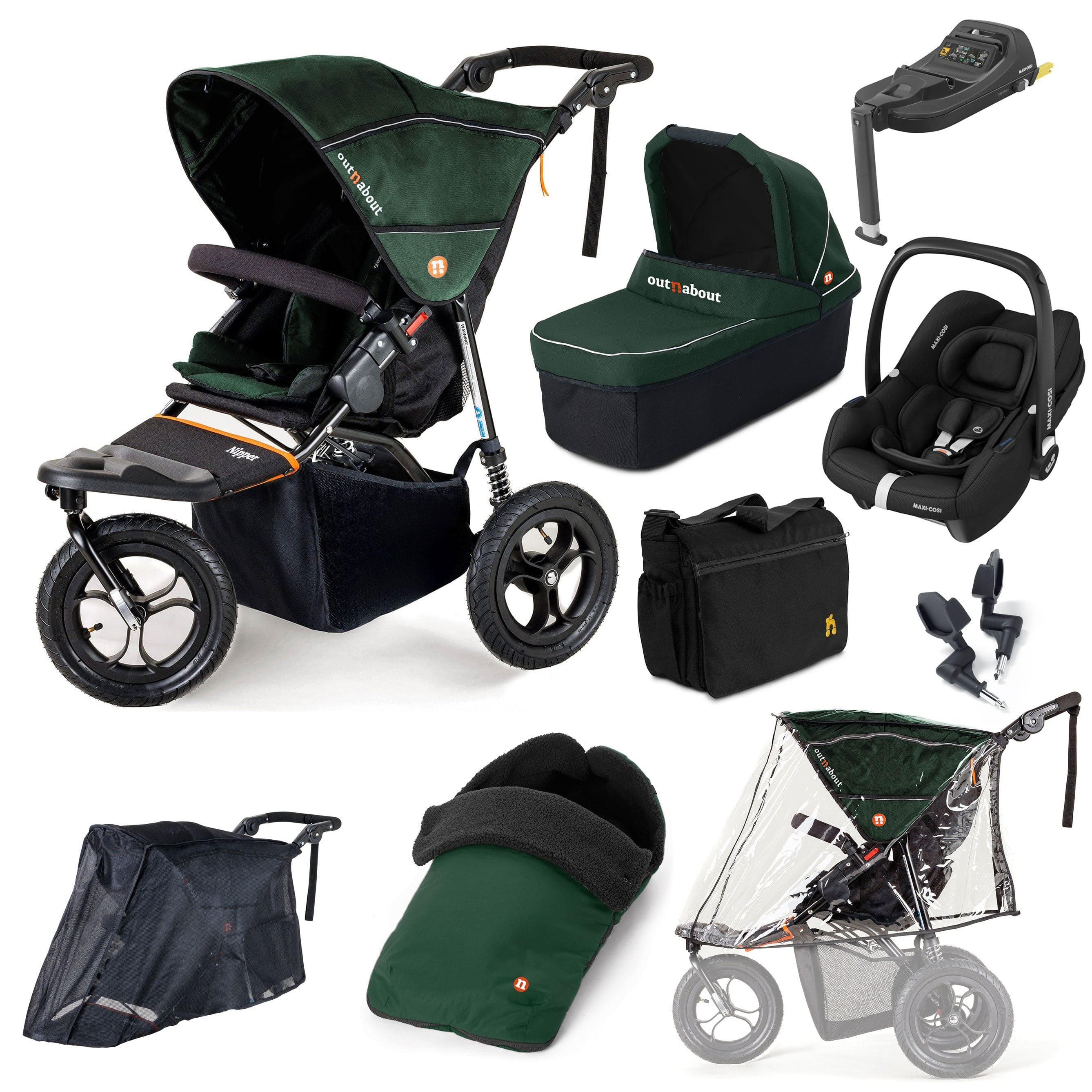 Out n About Nipper Single Maxi-Cosi Ultimate Bundle in Sycamore Green Travel Systems 15850-MC-CAB-GRE 5060167546129