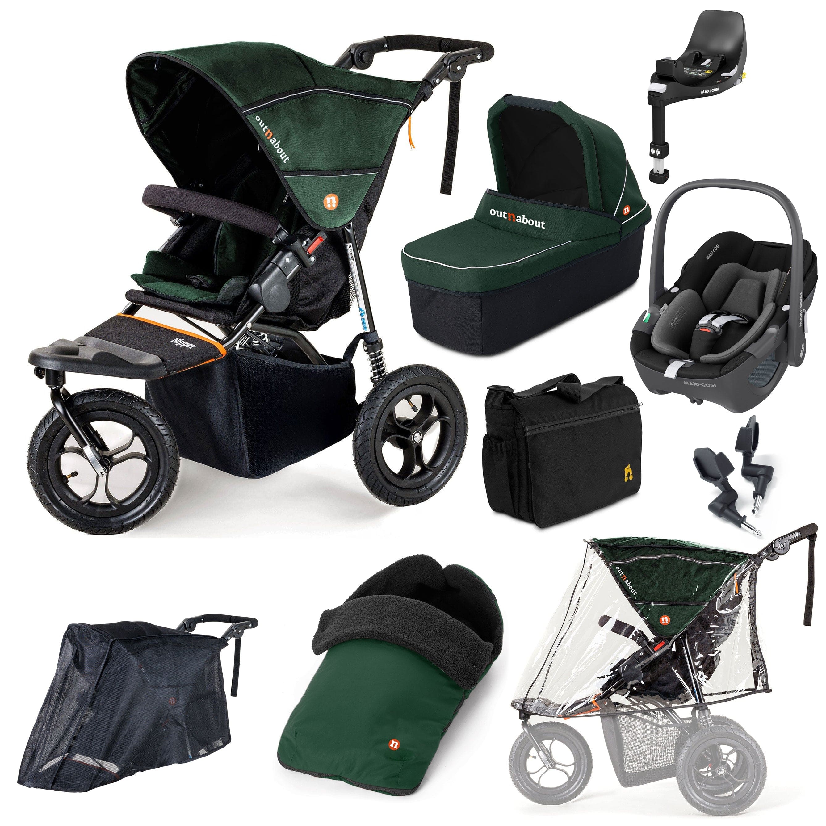 Out n About Nipper Single Maxi-Cosi Ultimate Bundle in Sycamore Green Travel Systems 15851-MC-P360-GRE 5060167546129