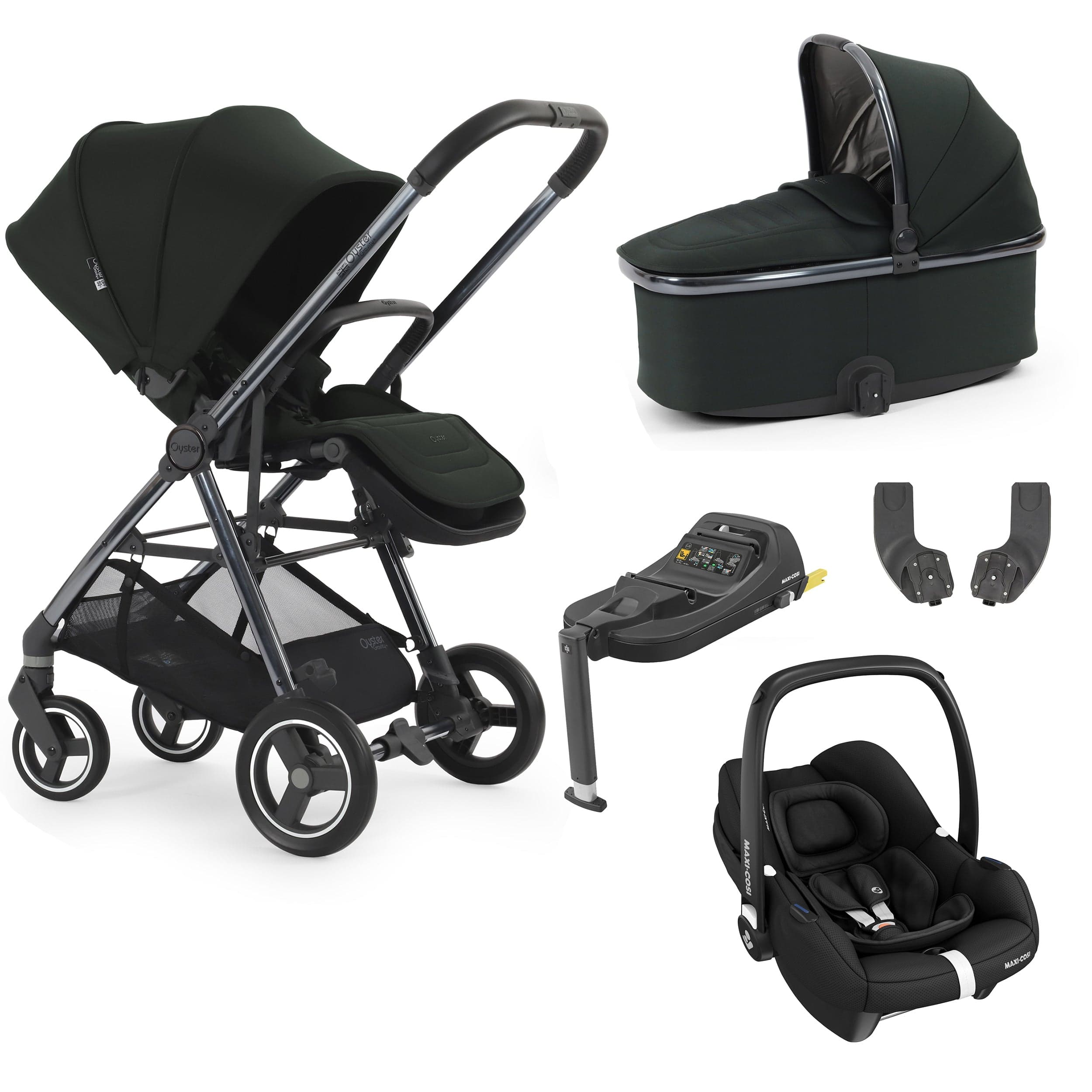 Oyster Gravity+ 5 Piece Bundle in Black Olive Baby Prams 17920-BLO-1 5060711569925