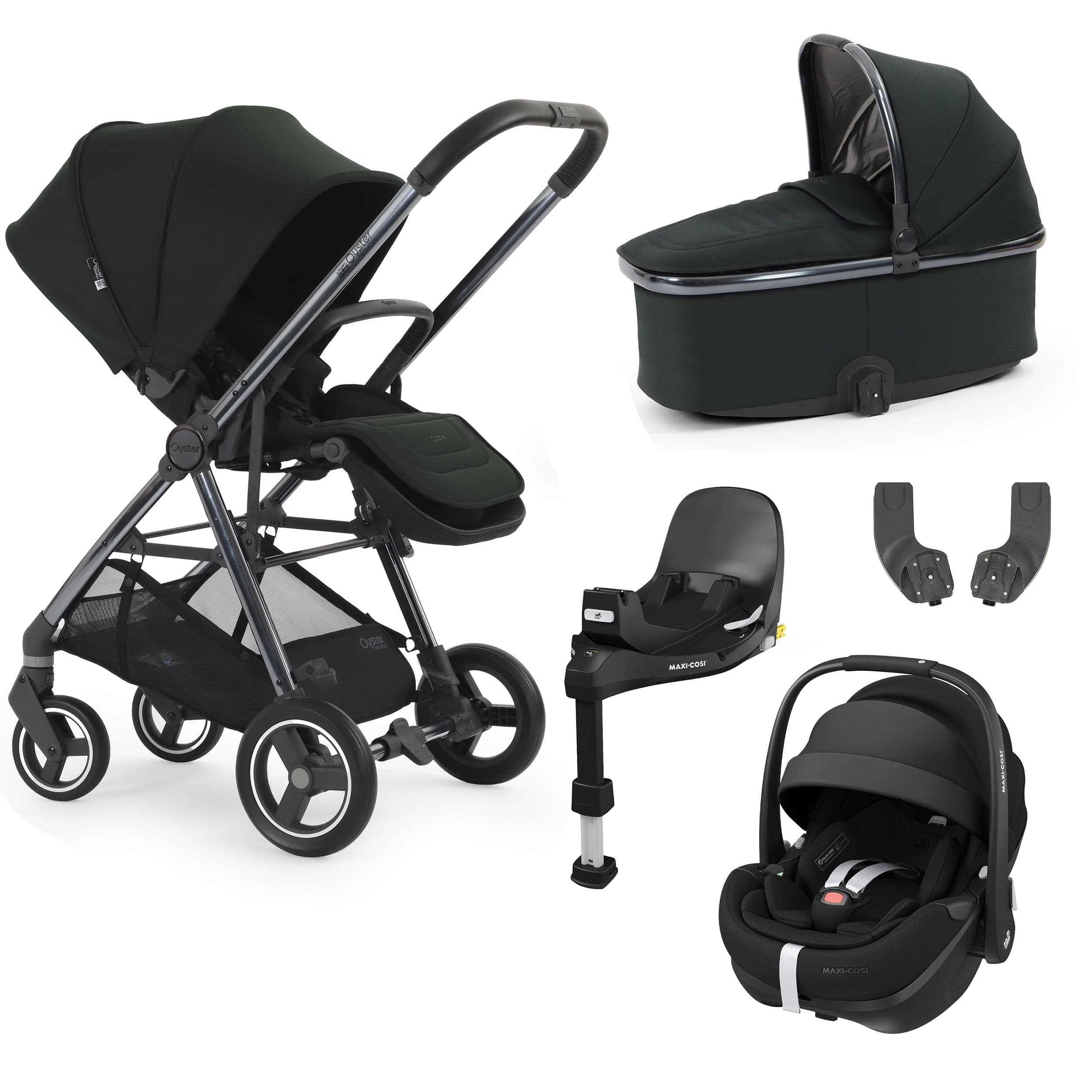 Oyster Gravity+ 5 Piece Bundle in Black Olive Baby Prams 17920-BLO-2 5060711569925