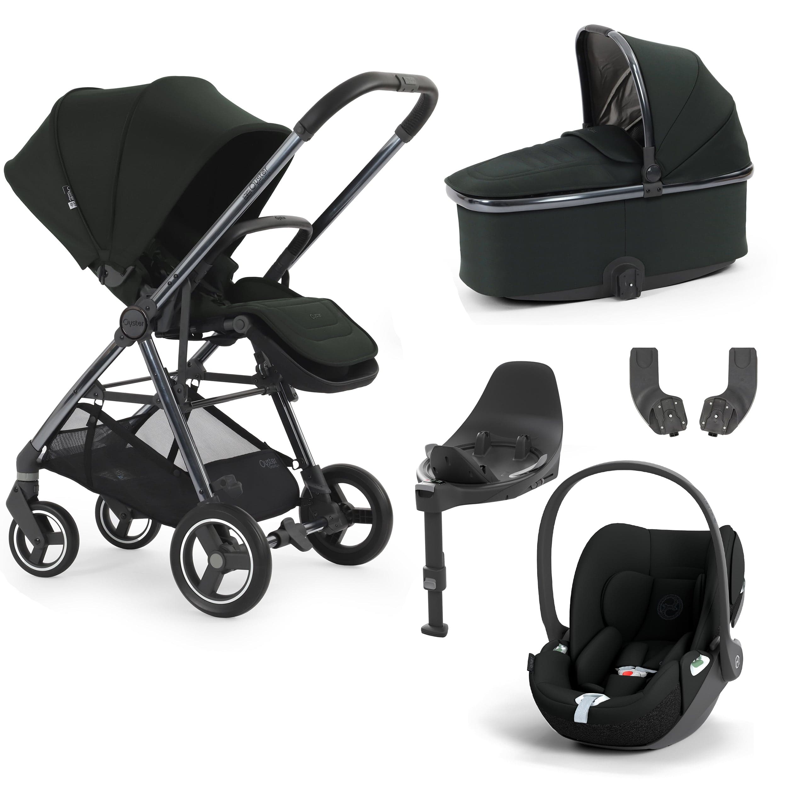 Oyster Gravity+ 5 Piece Bundle in Black Olive Baby Prams 17920-BLO-3 5060711569925