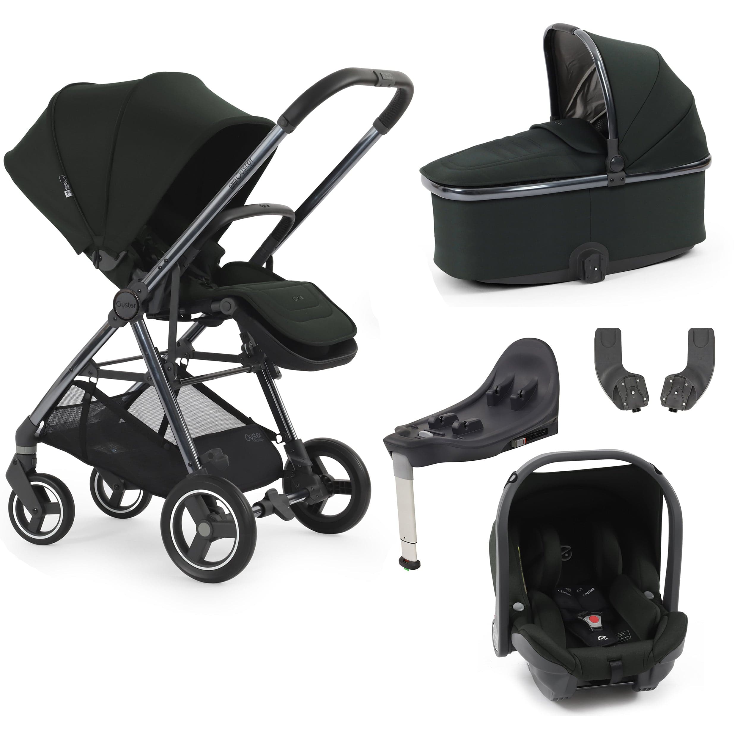 Oyster Gravity+ 5 Piece Bundle in Black Olive Baby Prams 17920-BLO 5060711569925