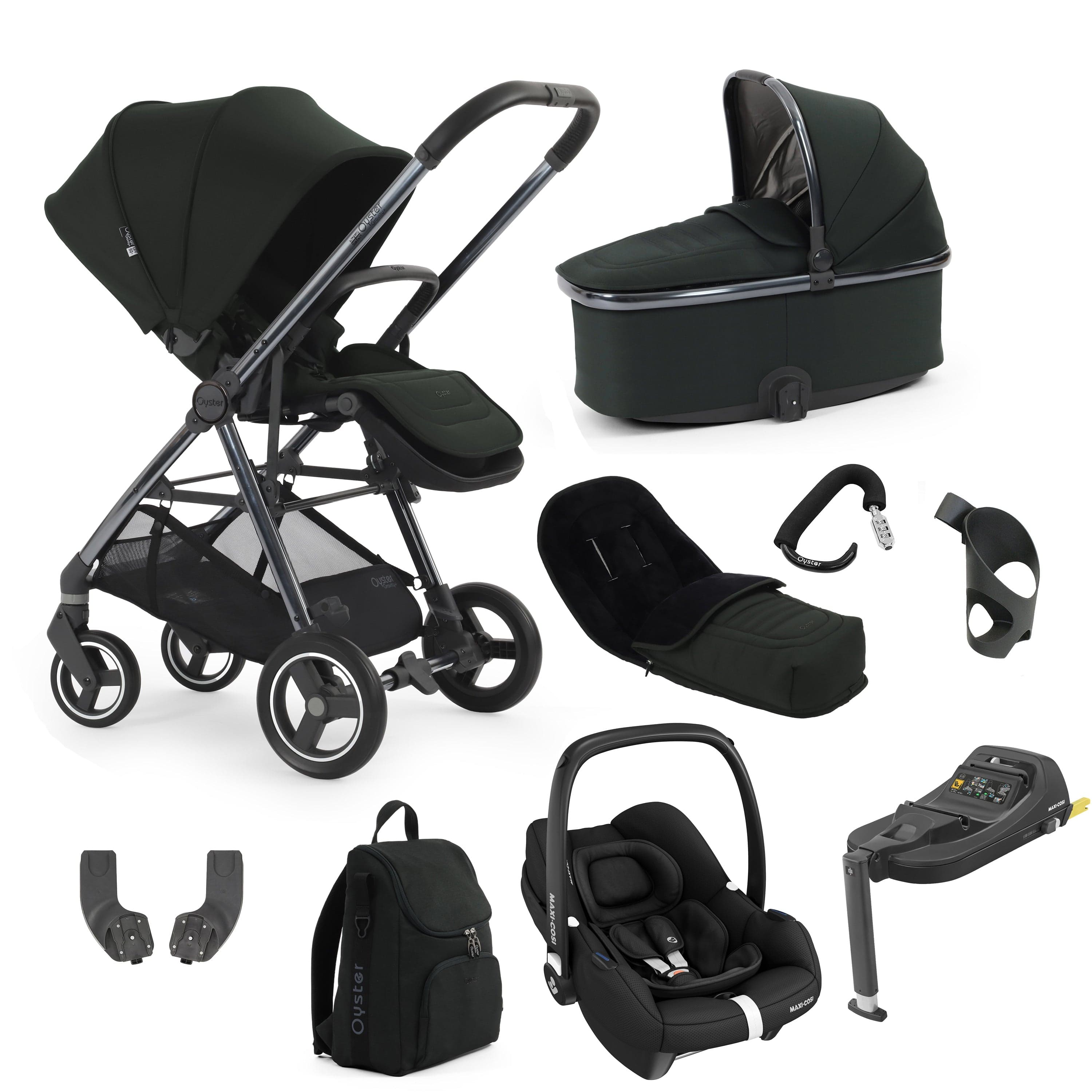 Oyster Gravity+ 9 Piece Bundle in Black Olive Baby Prams 17940-BLO-1 5060711569925