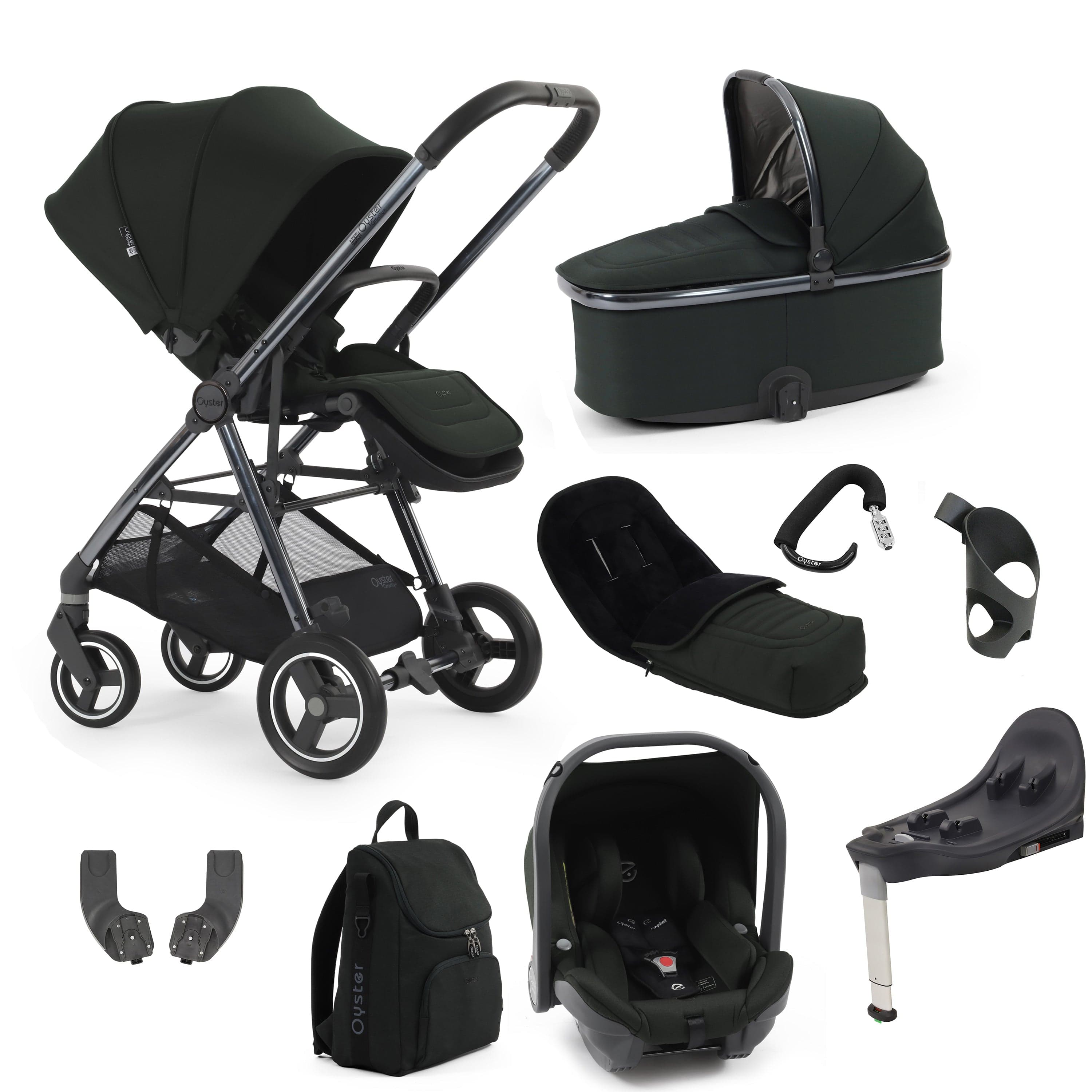 Oyster Gravity+ 9 Piece Bundle in Black Olive Baby Prams 17940-BLO 5060711569925