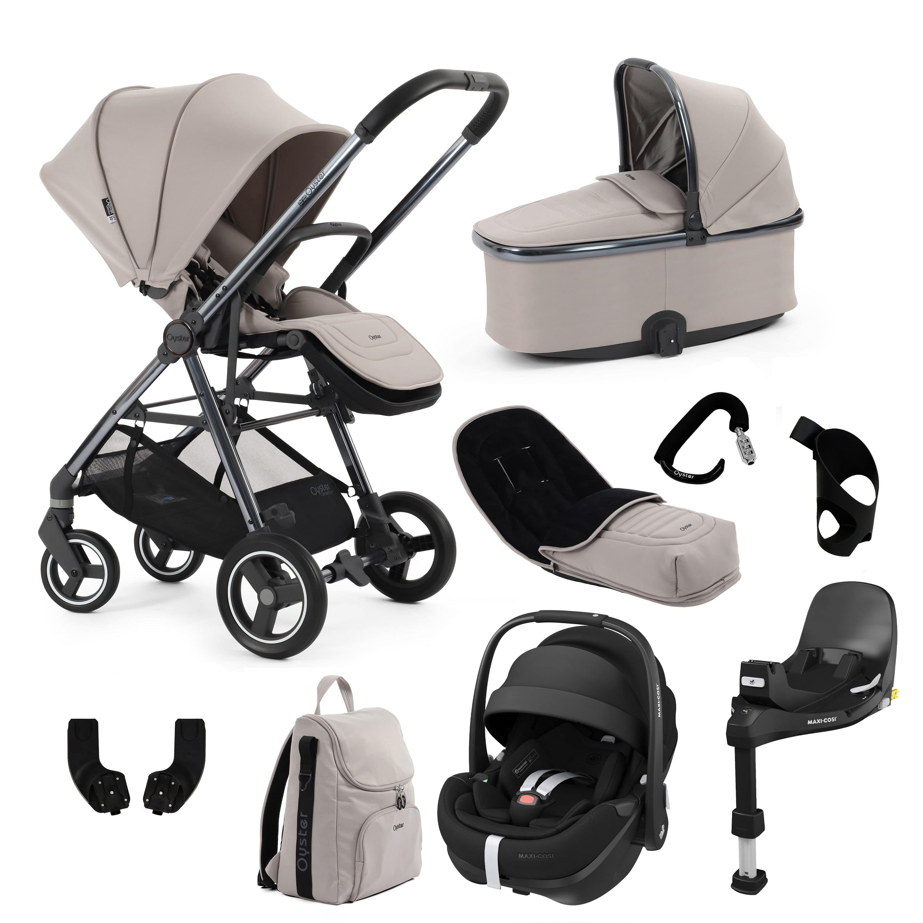 Oyster Gravity+ 9 Piece Bundle in Stone Baby Prams 17940-STO-2 5060711569956