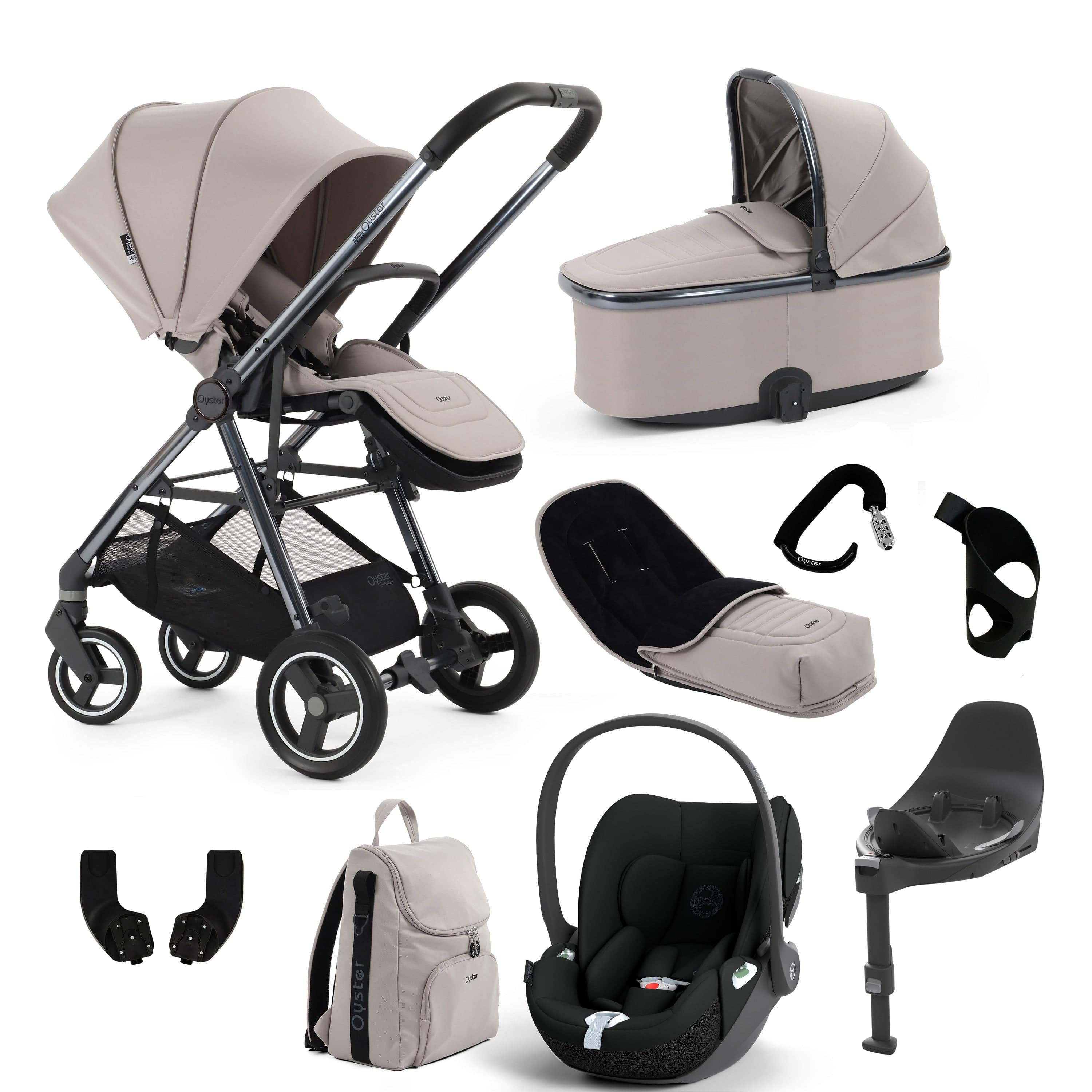 Oyster Gravity+ 9 Piece Bundle in Stone Baby Prams 17940-STO-3 5060711569956