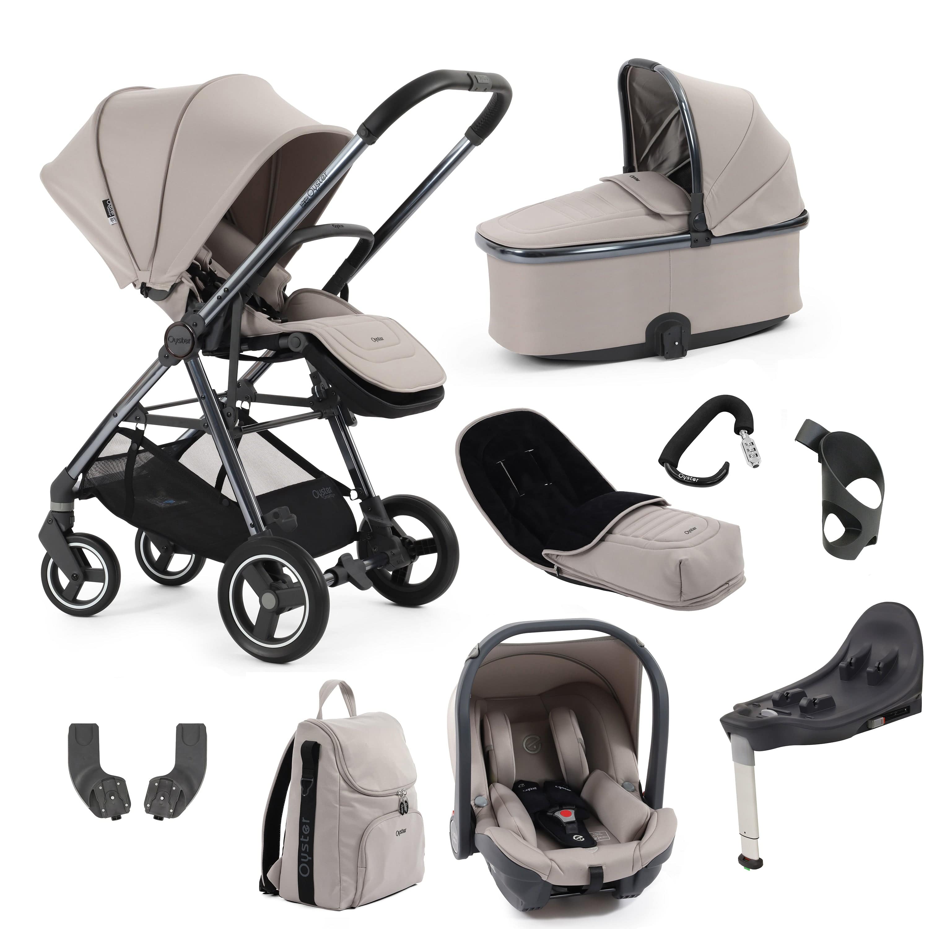 Oyster Gravity+ 9 Piece Bundle in Stone Baby Prams 17940-STO 5060711569956