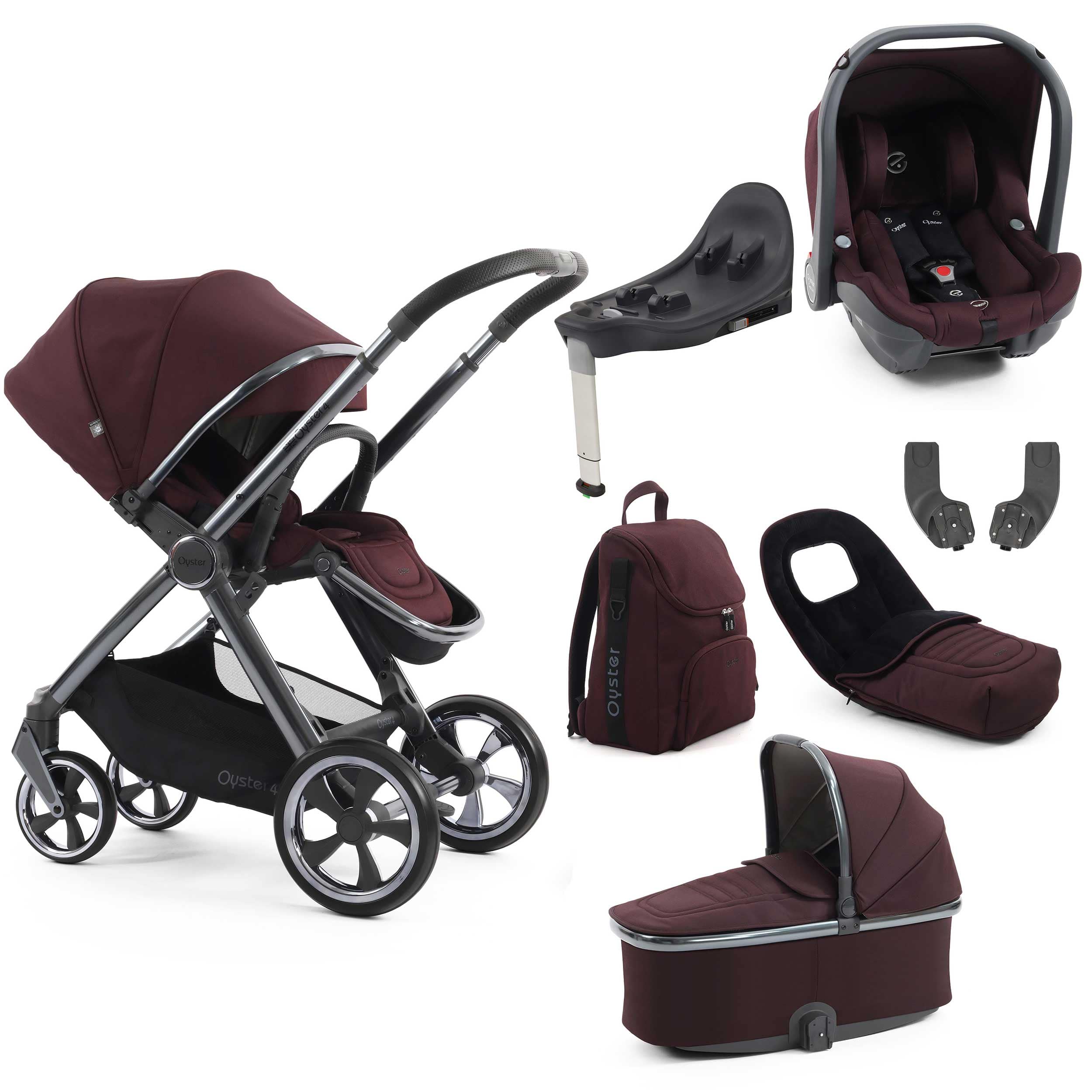 Oyster 4 Luxury Bundle in Mulberry Travel Systems 18157-MUL 5061058981296