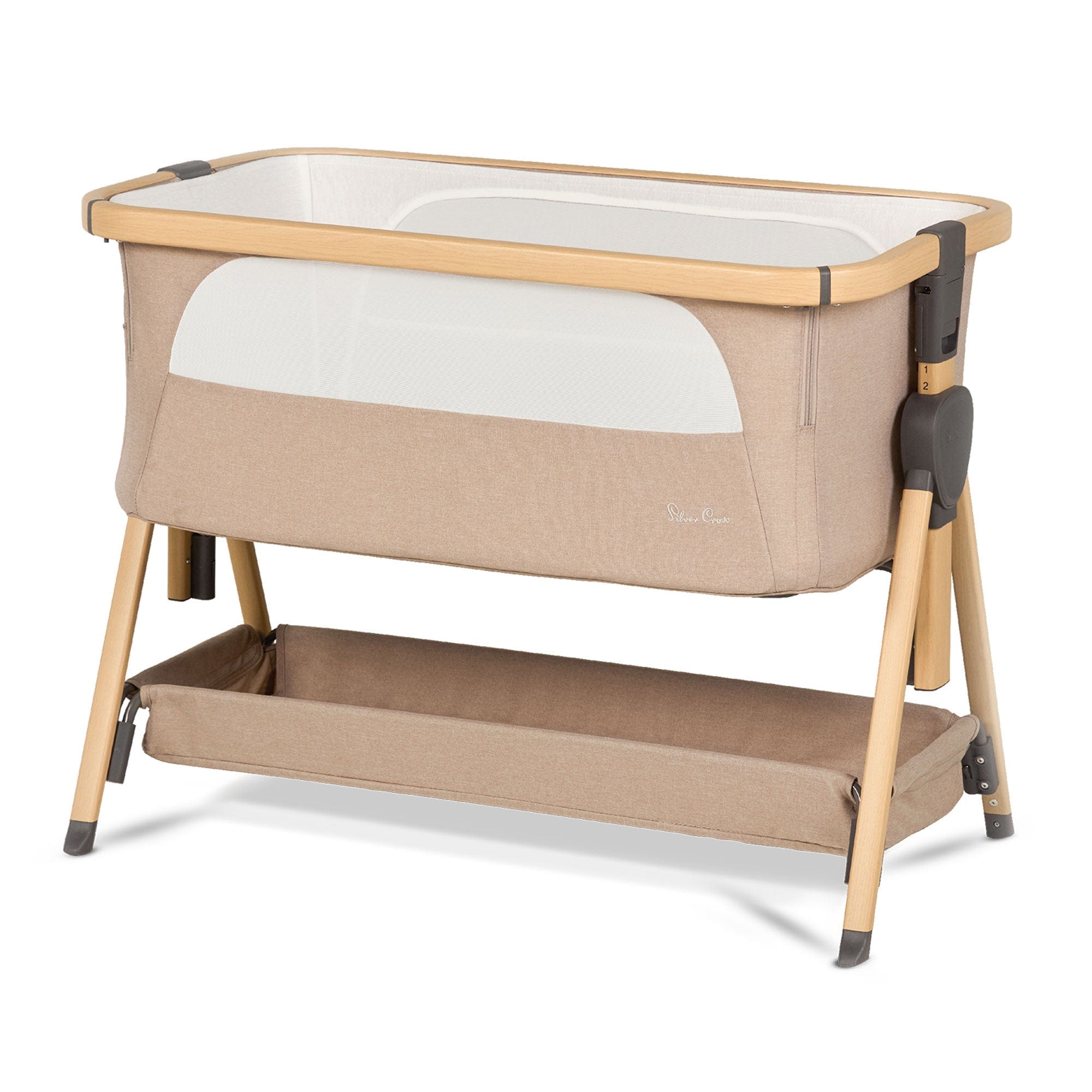 Silver Cross Lunar Bedside Crib in Oatmeal Cribs SX8172 5055836927132