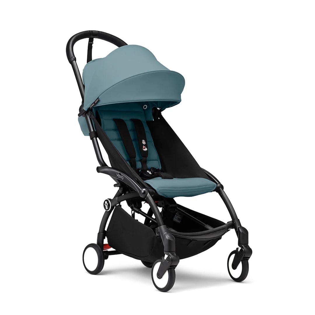 Stokke® YOYO³ 6M+ Stroller Black Frame - Aqua Pushchairs & Buggies 16492-6MO-AQU 7040356474080