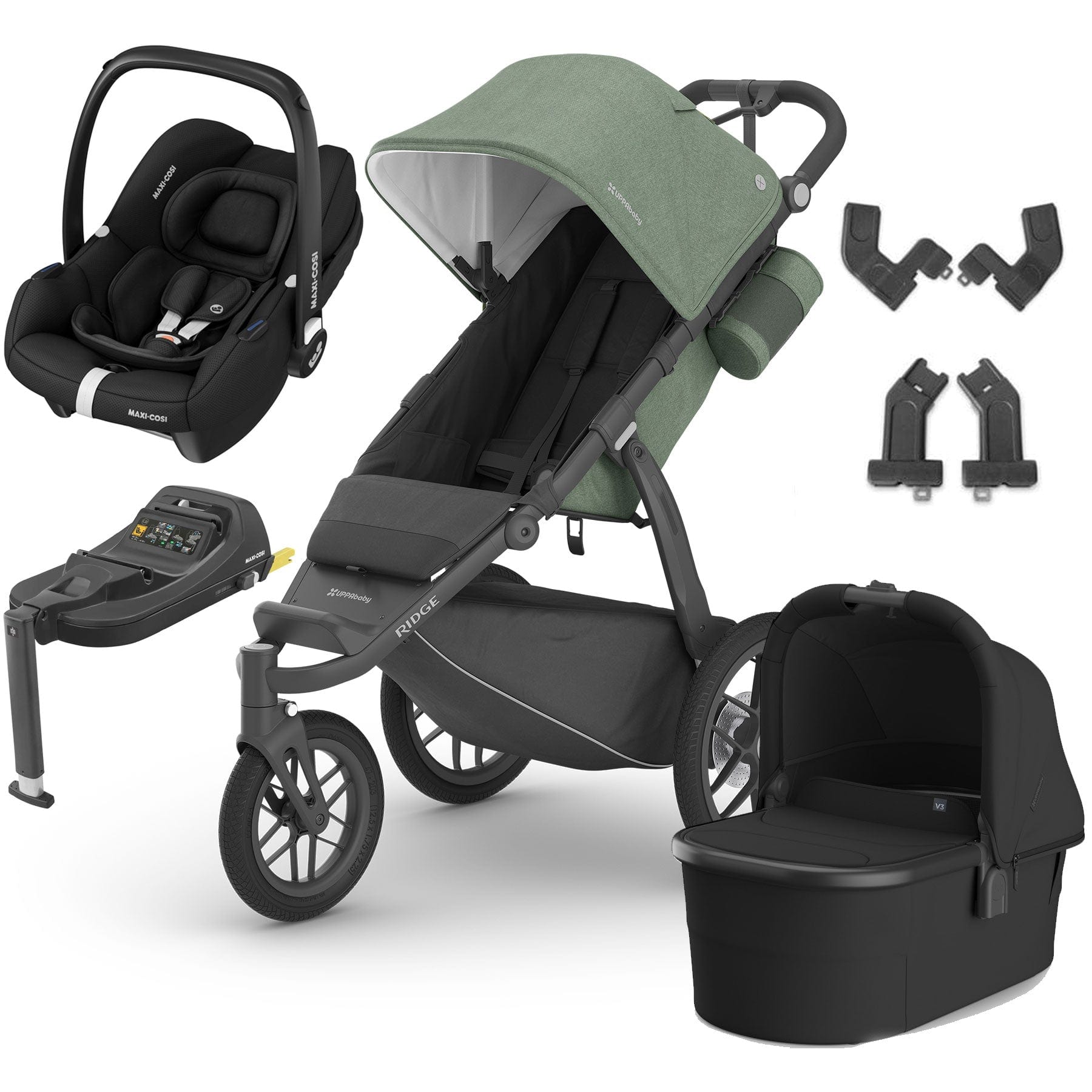 UPPAbaby Ridge Cabriofix i-Size Travel System in Gwen 3 Wheeler Travel Systems 17560-RID-CAB-GWE 810129596786