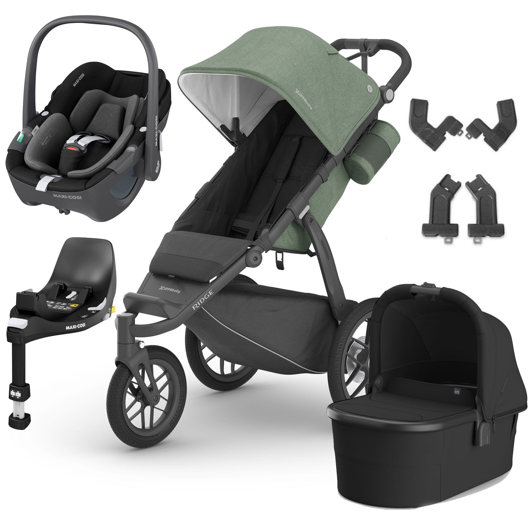 UPPAbaby Ridge Pebble 360 Travel System in Gwen 3 Wheeler Travel Systems 17565-RID-PEB-GWE 810129596786