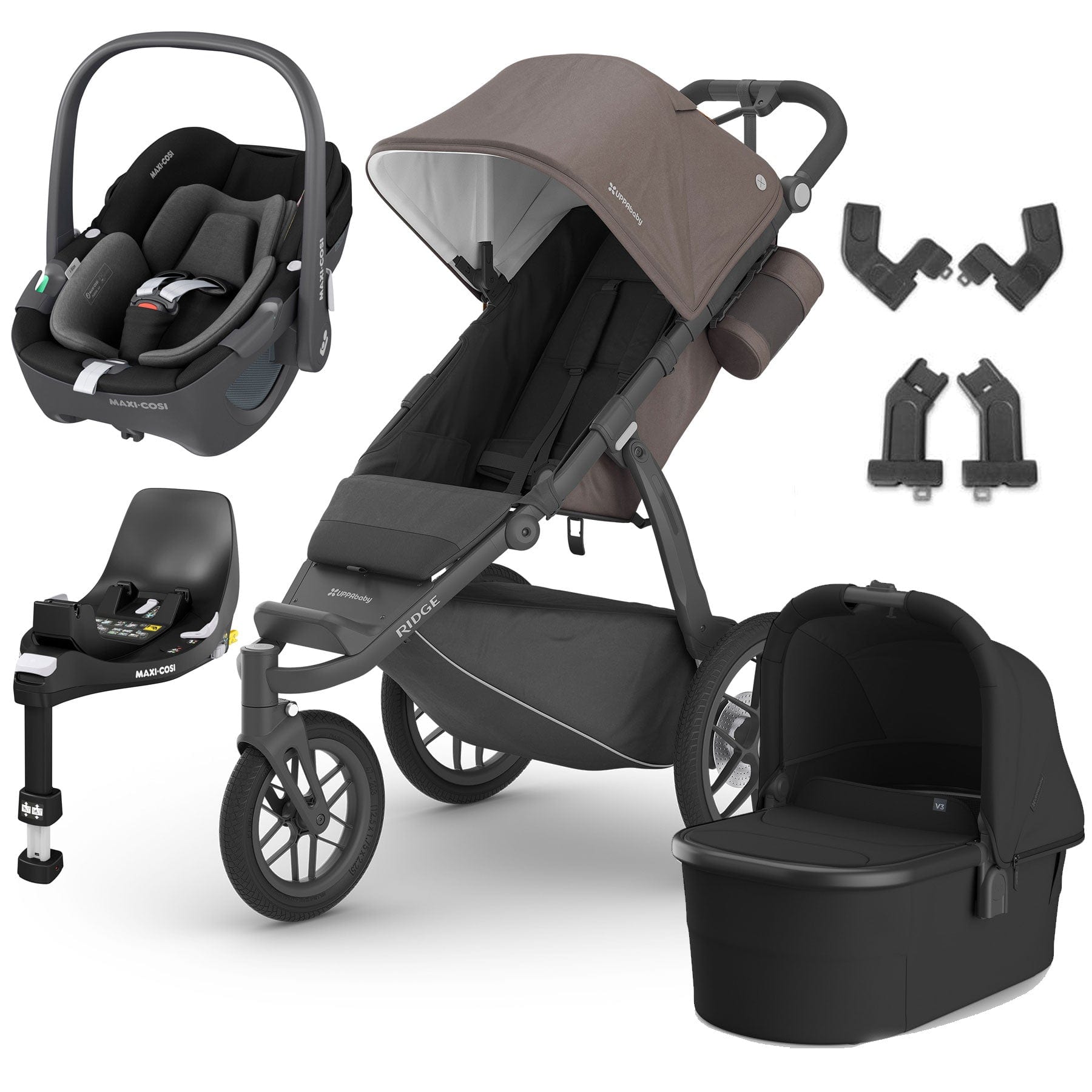 UPPAbaby Ridge Pebble 360 Travel System in Theo 3 Wheeler Travel Systems 17566-RID-PEB-THE 810129596793