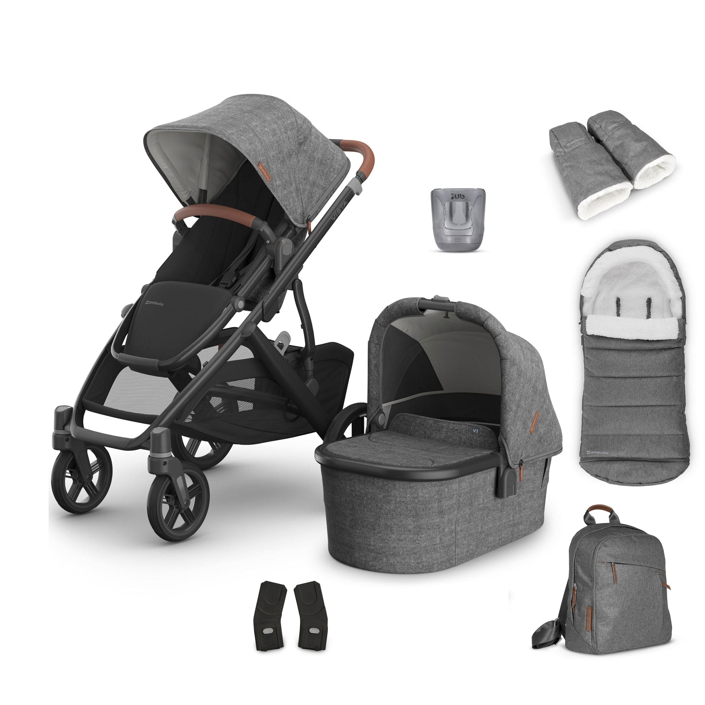 Uppababy Vista V3 Complete Bundle in Greyson Baby Prams 17586-VIS-COM-GRE 0810142394154