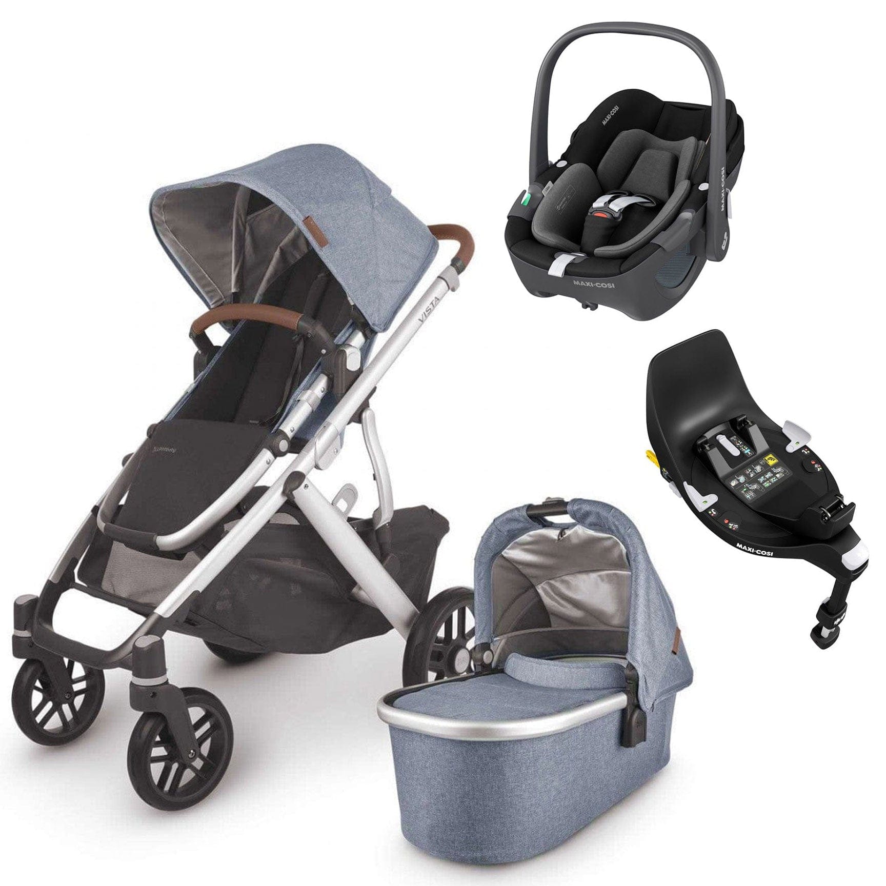 UPPAbaby Vista V2 Pebble 360 & Base Travel System Bundle in Gregory Travel Systems 12441-GREG 0850001436786