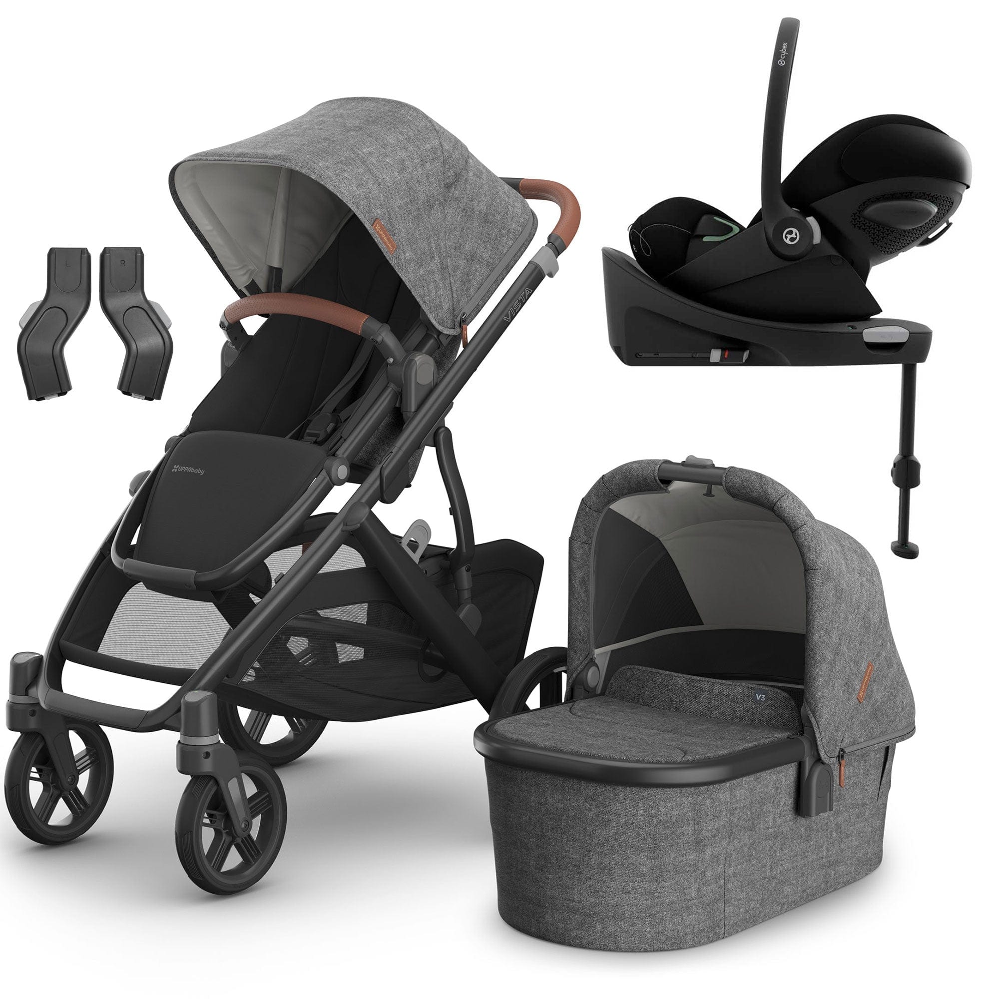 Uppababy Vista V3 Cybex Travel System in Greyson Travel Systems 16583-GRE-1 0810142394154