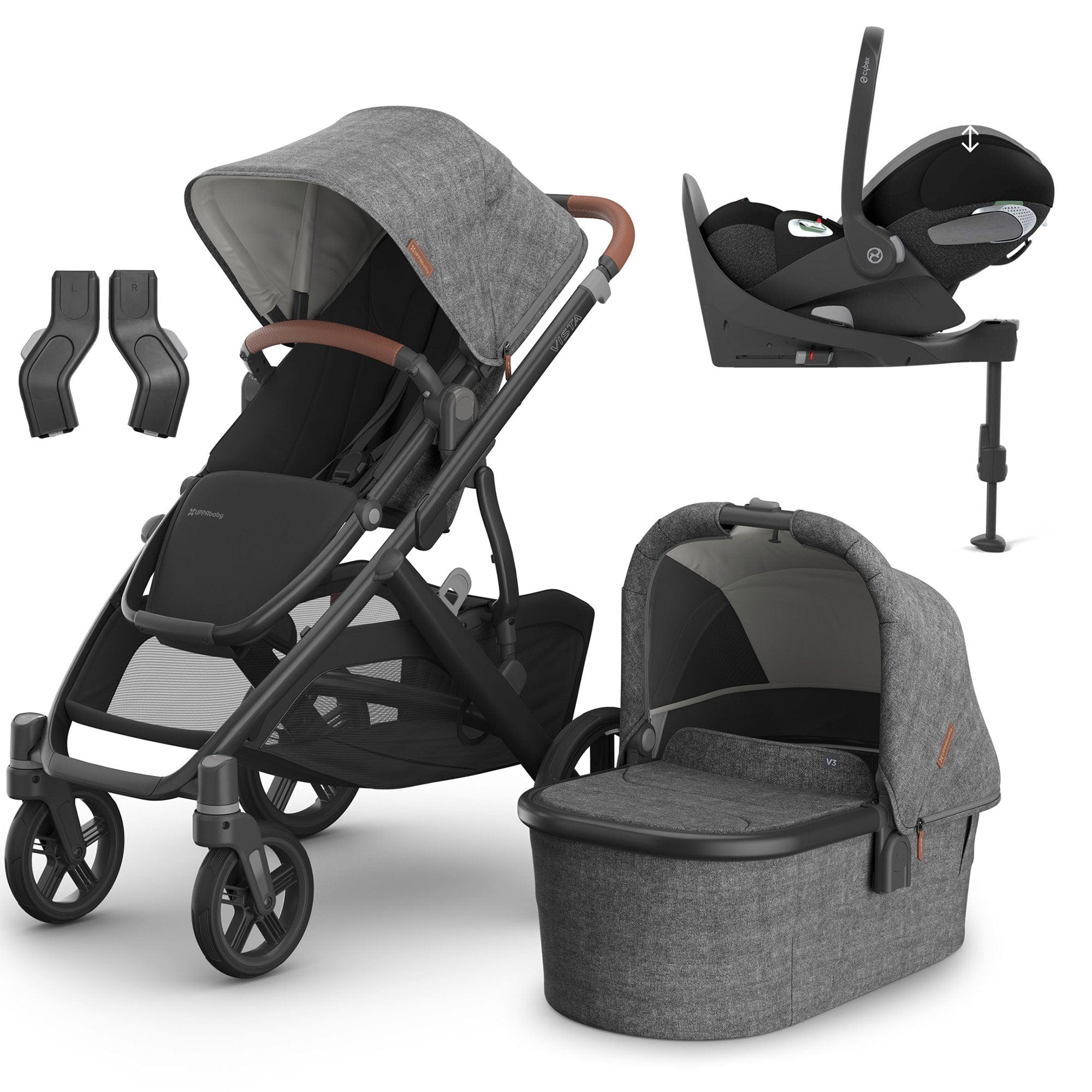 Uppababy Vista V3 Cybex Travel System in Greyson Travel Systems 16583-GRE-2 0810142394154