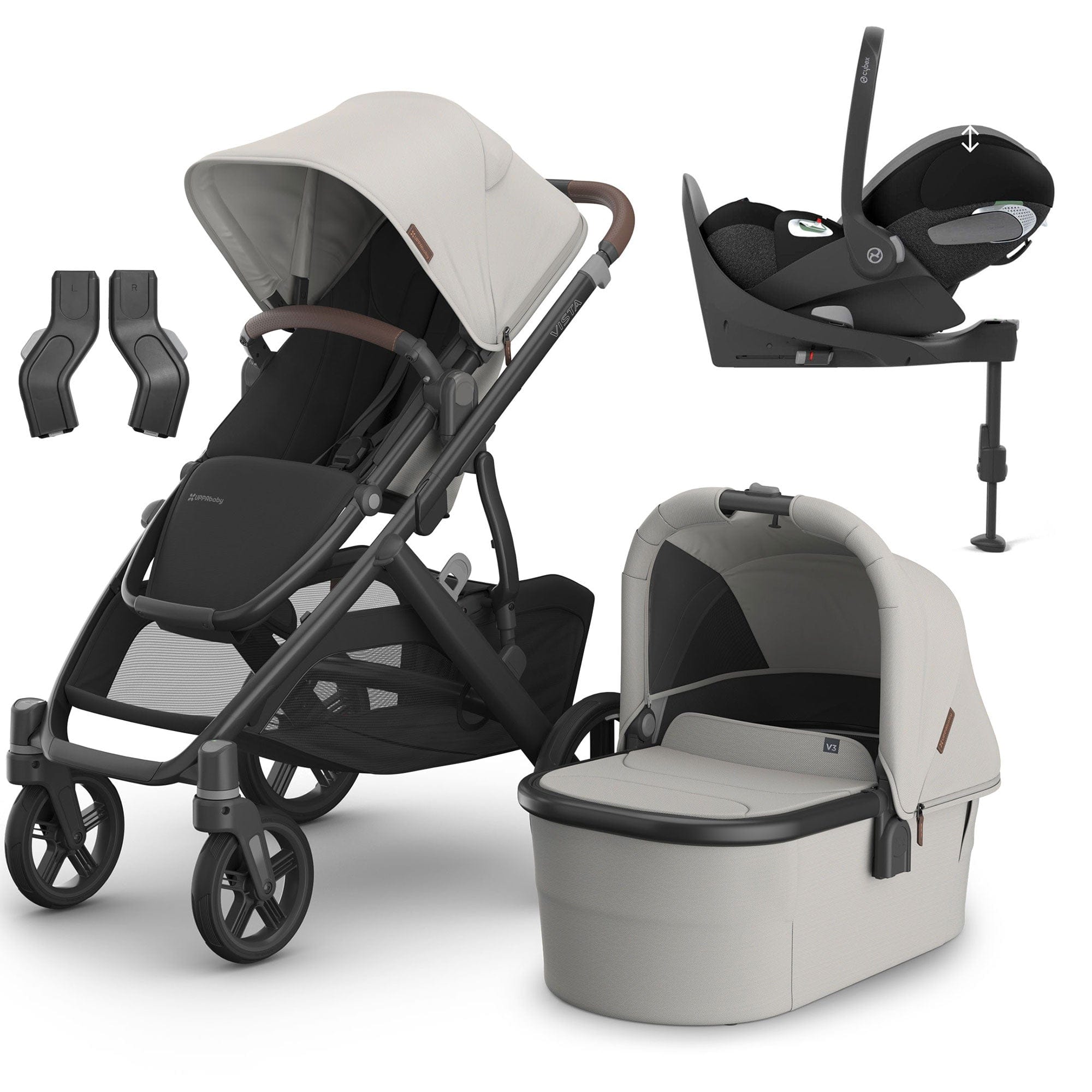 Uppababy Vista V3 Cybex Travel System in Savannah Travel Systems 16604-SAV-2 0810142394406