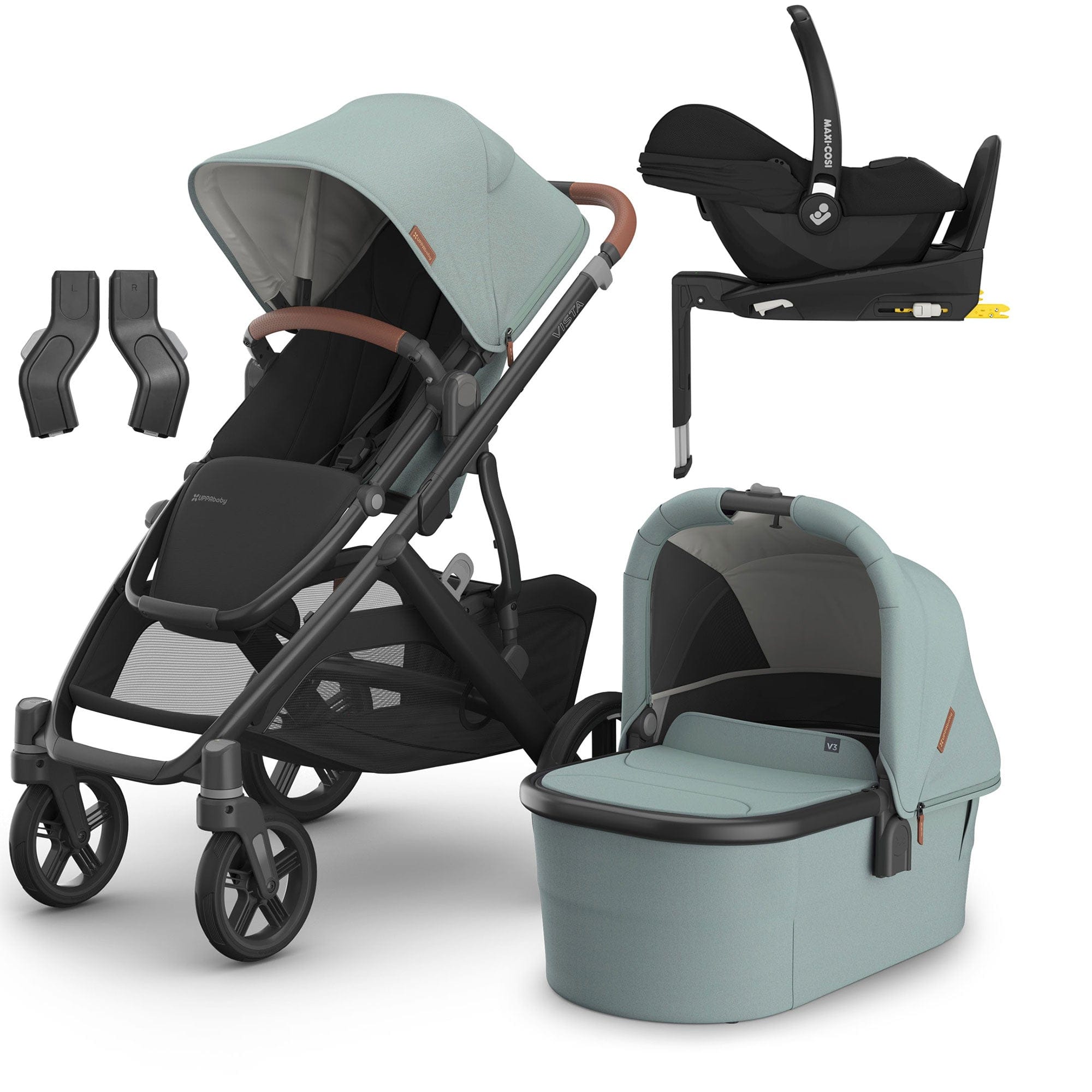 Uppababy Vista V3 Maxi-Cosi Travel System in Dillan Travel Systems 16580-DIL 0810142394451