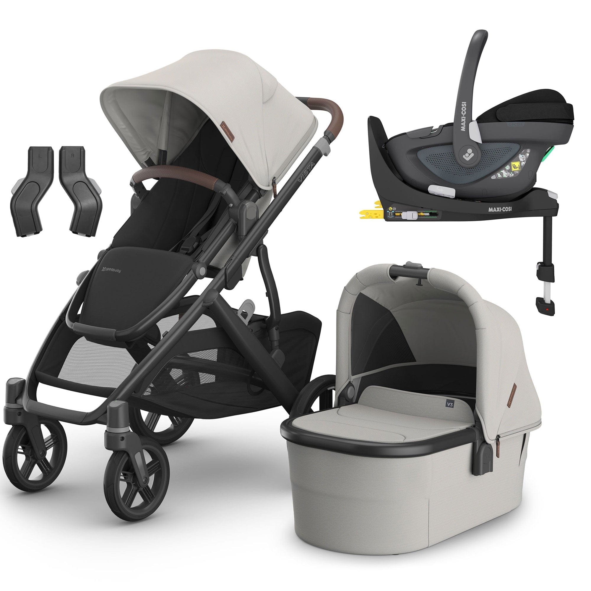 Uppababy Vista V3 Maxi-Cosi Travel System in Savannah Travel Systems 16620-SAV-1 0810142394406