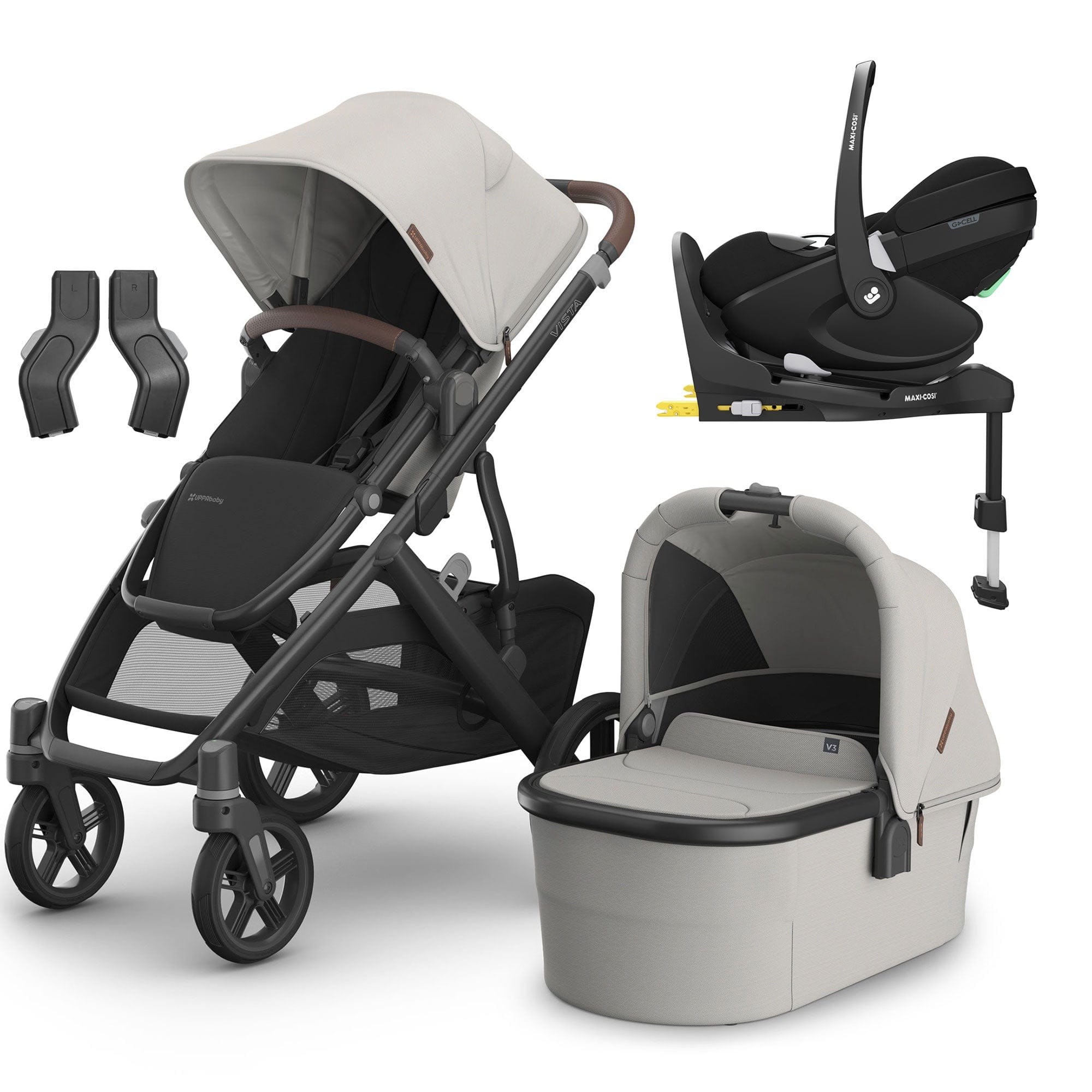 Uppababy Vista V3 Maxi-Cosi Travel System in Savannah Travel Systems 16620-SAV-2 0810142394406