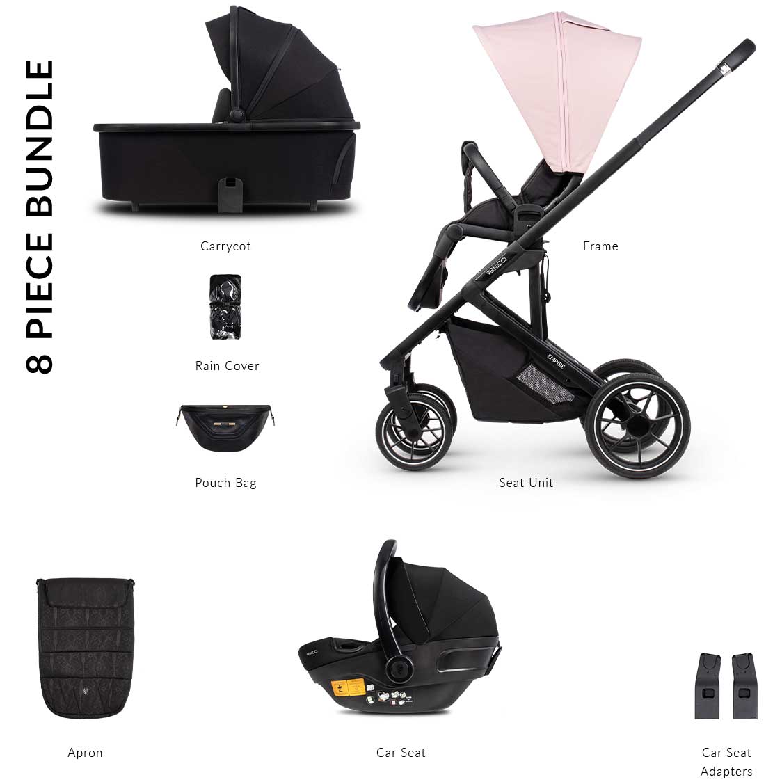 Venicci Empire 3 in 1 Travel System in Silk Pink