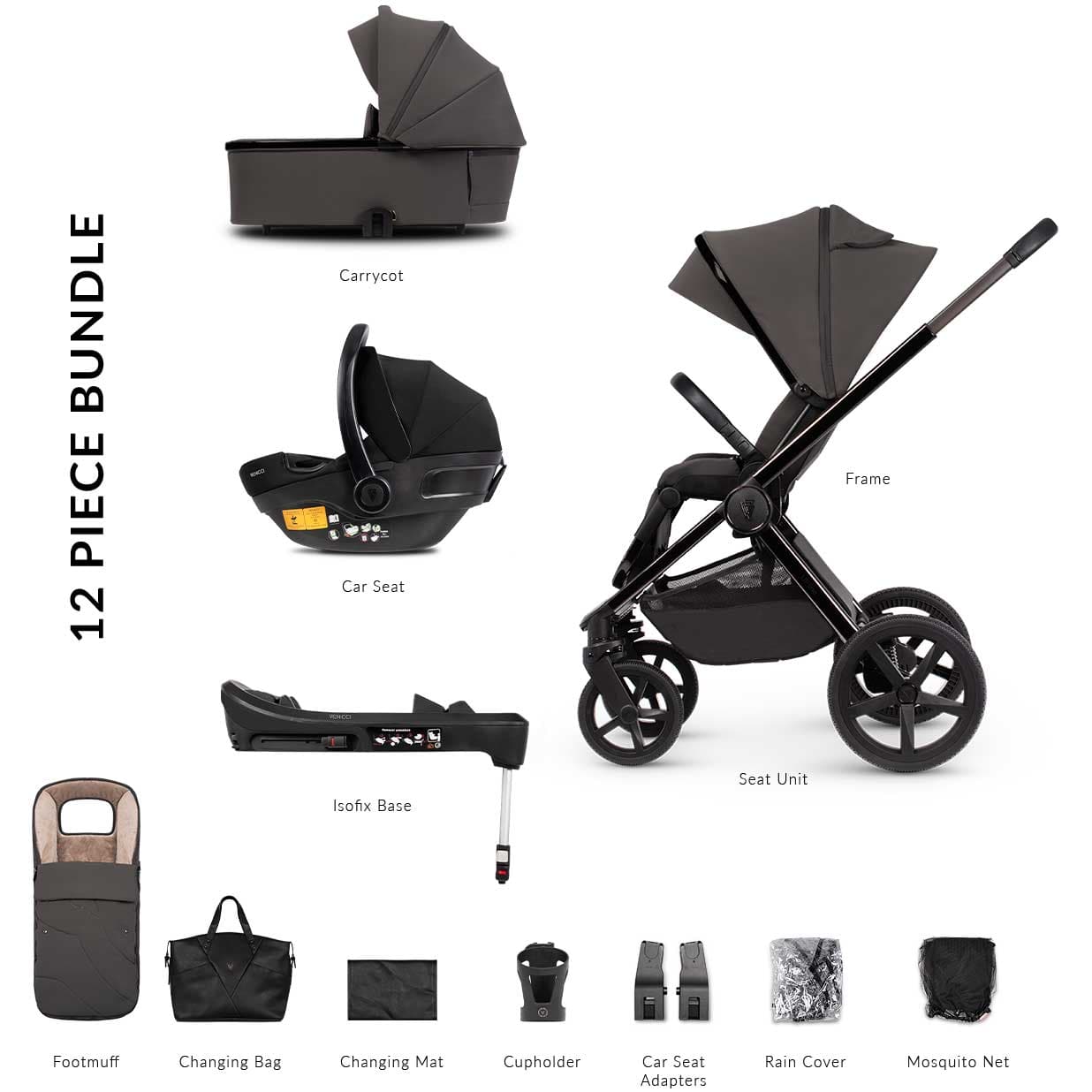 Venicci Tinum Upline SE Complete Travel System Bundle in Lava Travel Systems