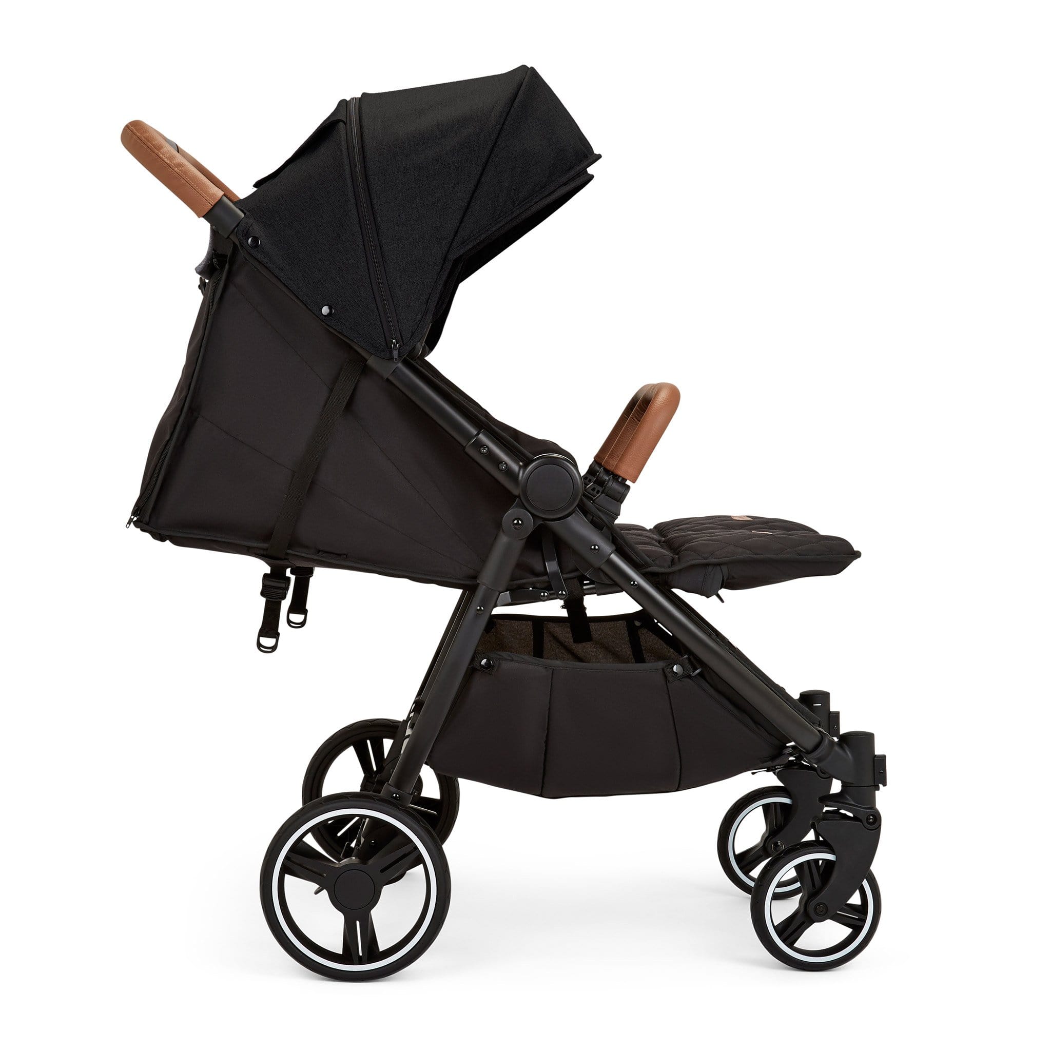 Ickle Bubba Venus Max Double Stroller in Black Black Tan