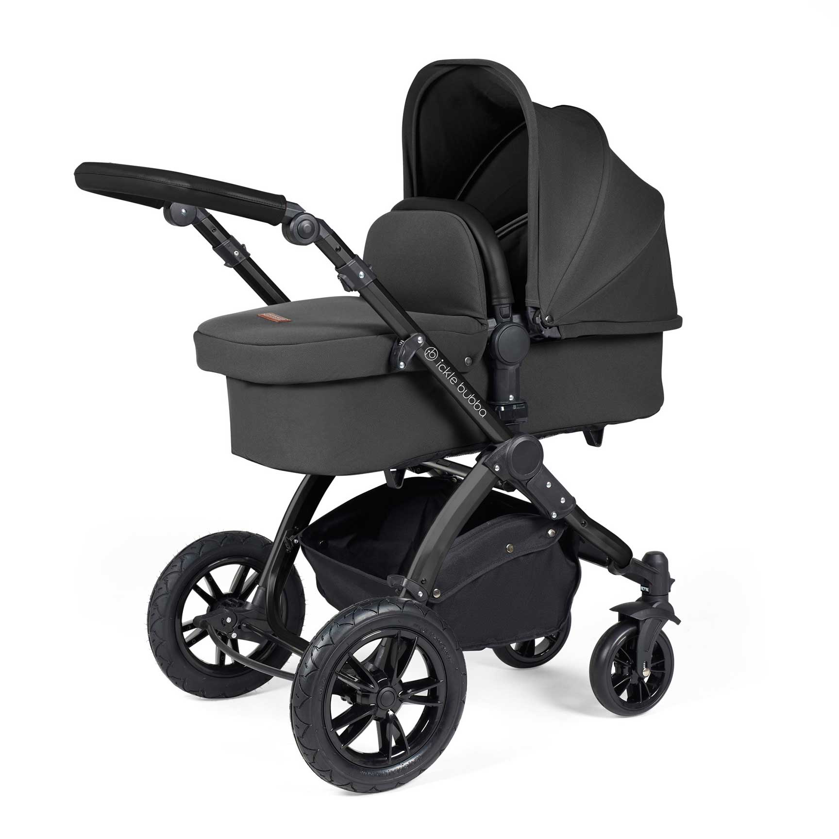 Ickle Bubba Stomp Luxe All-in-One Travel System with Isofix Base in Black/Charcoal Grey/Black Travel Systems 10-011-300-206 5056515026450