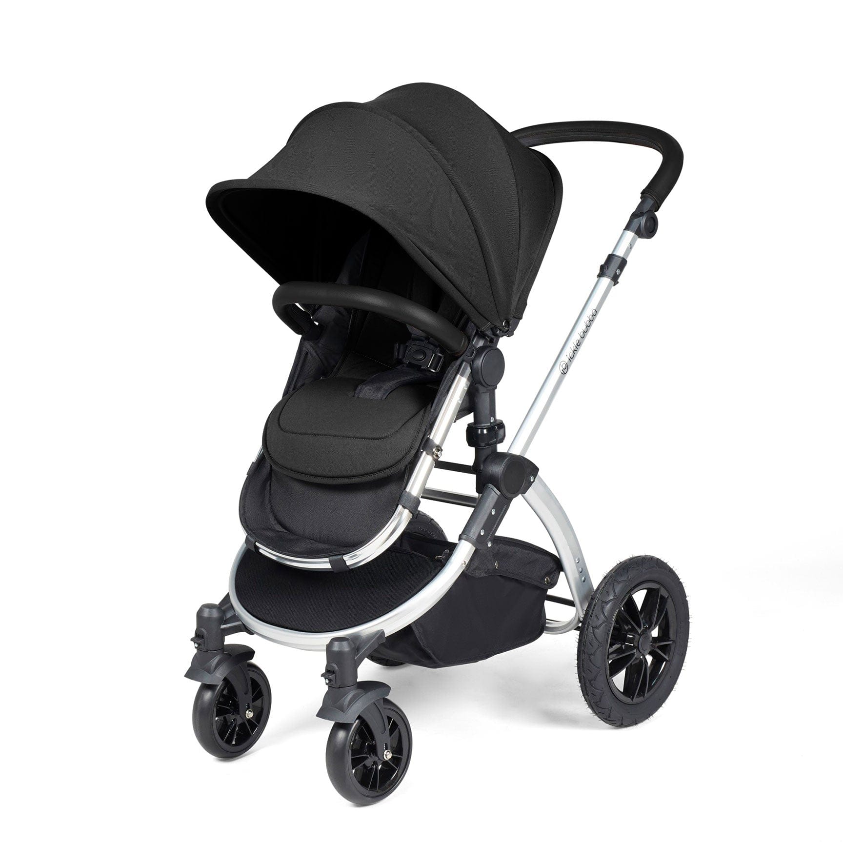 Ickle Bubba Stomp Luxe All in One Travel System with Isofix Base in Silver Midnight Black